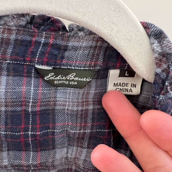 Eddie Bauer Ruffle Flannel Button zip - Picture 2 of 8